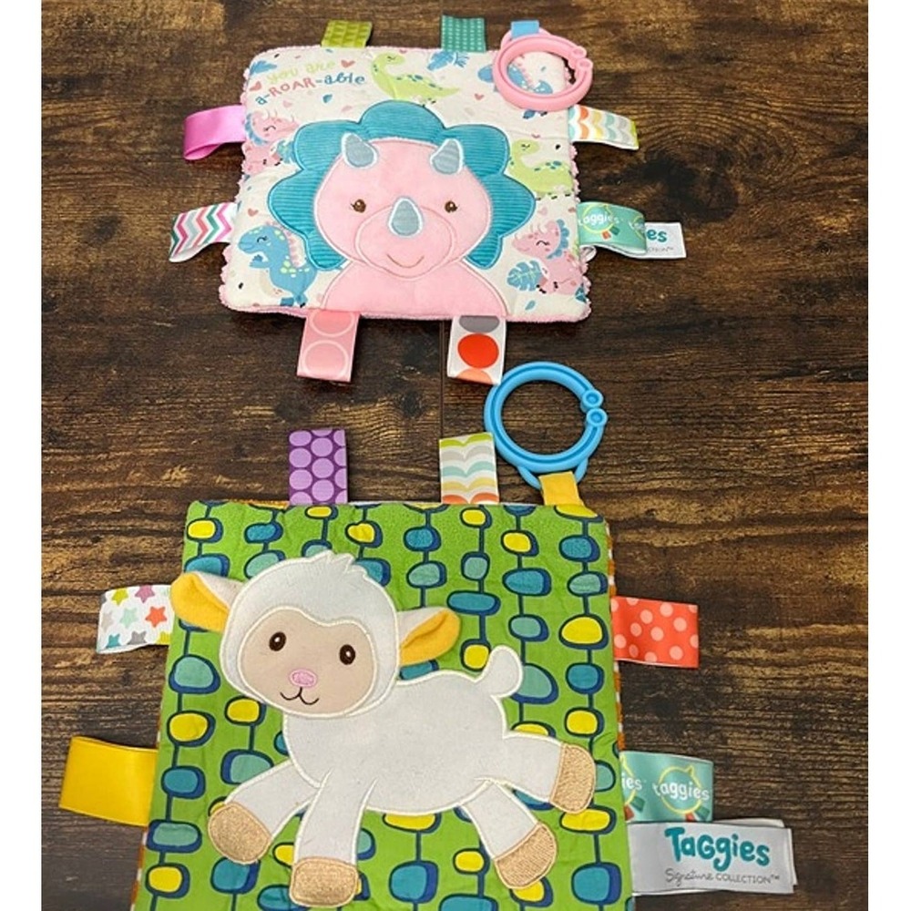 Taggies Crinkle Me Sherbet Lamb & Aroar-a-Saurus Sensory Lovey Set